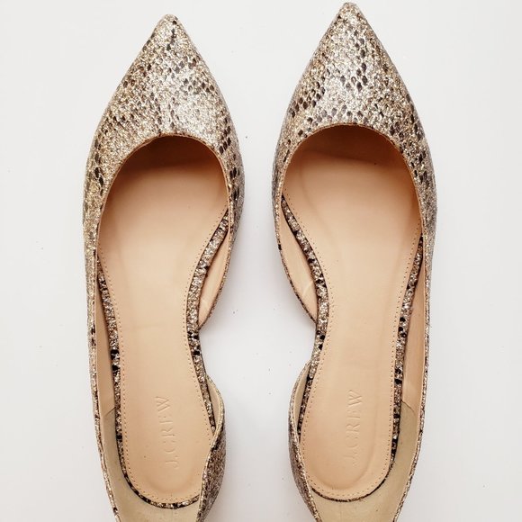 J. Crew Audrey Glitter D'Orsay Flat. - Picture 1 of 8